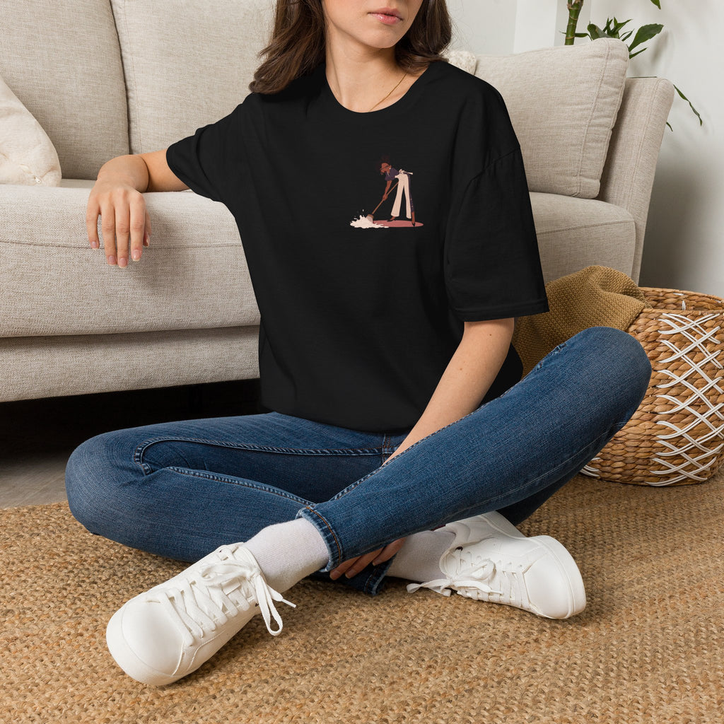 T-Shirt — Minimalist Woman Cleaning Illustration Tee