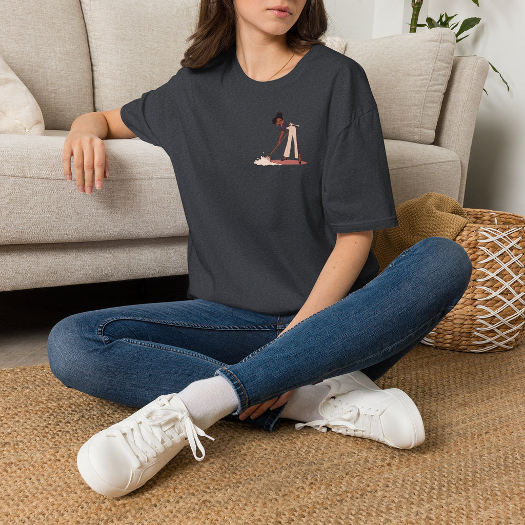 T-Shirt — Minimalist Woman Cleaning Illustration Tee