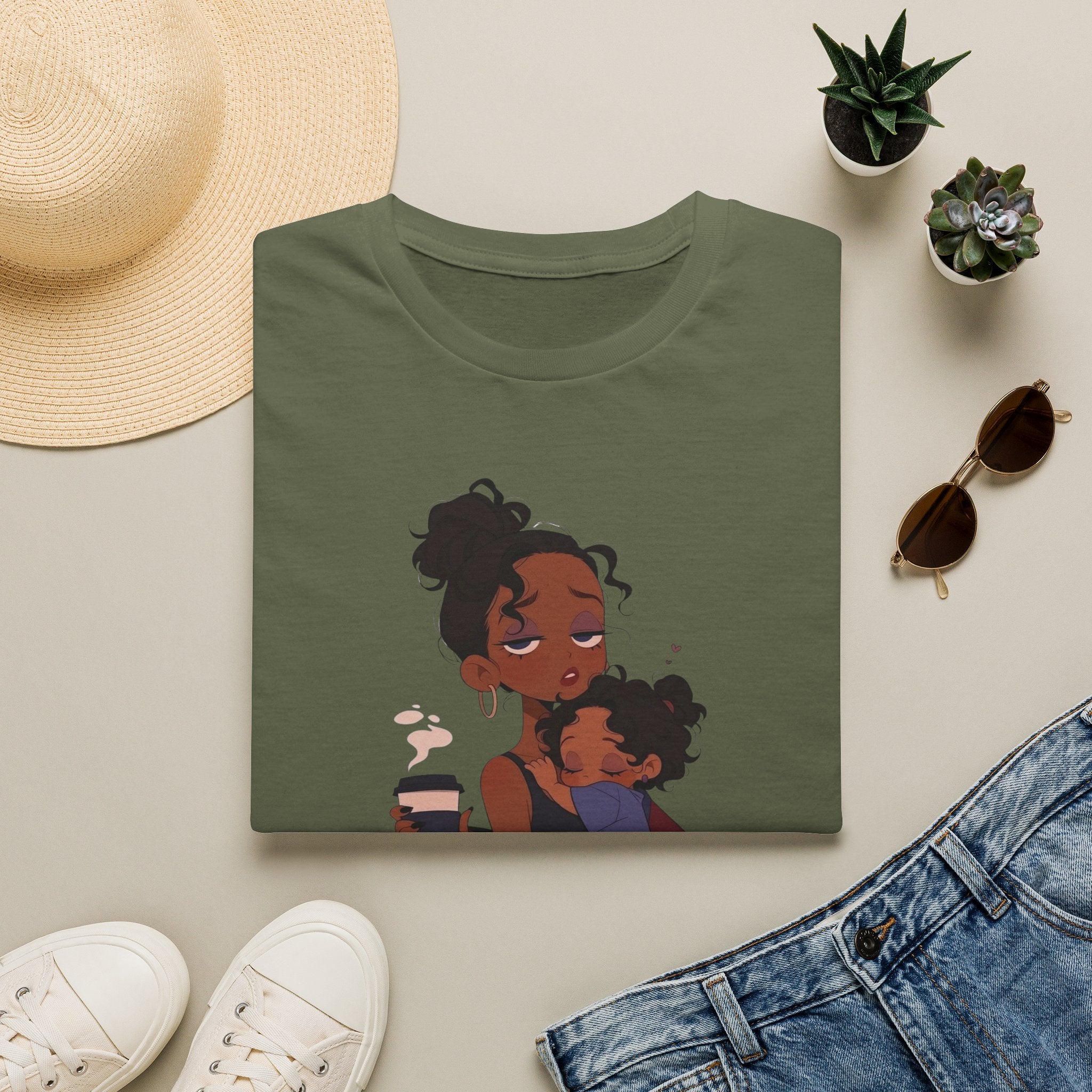 Mom and Child T-Shirt — “Soft Mom Hard Life Still Showin’ Up” Cozy Graphic Tee