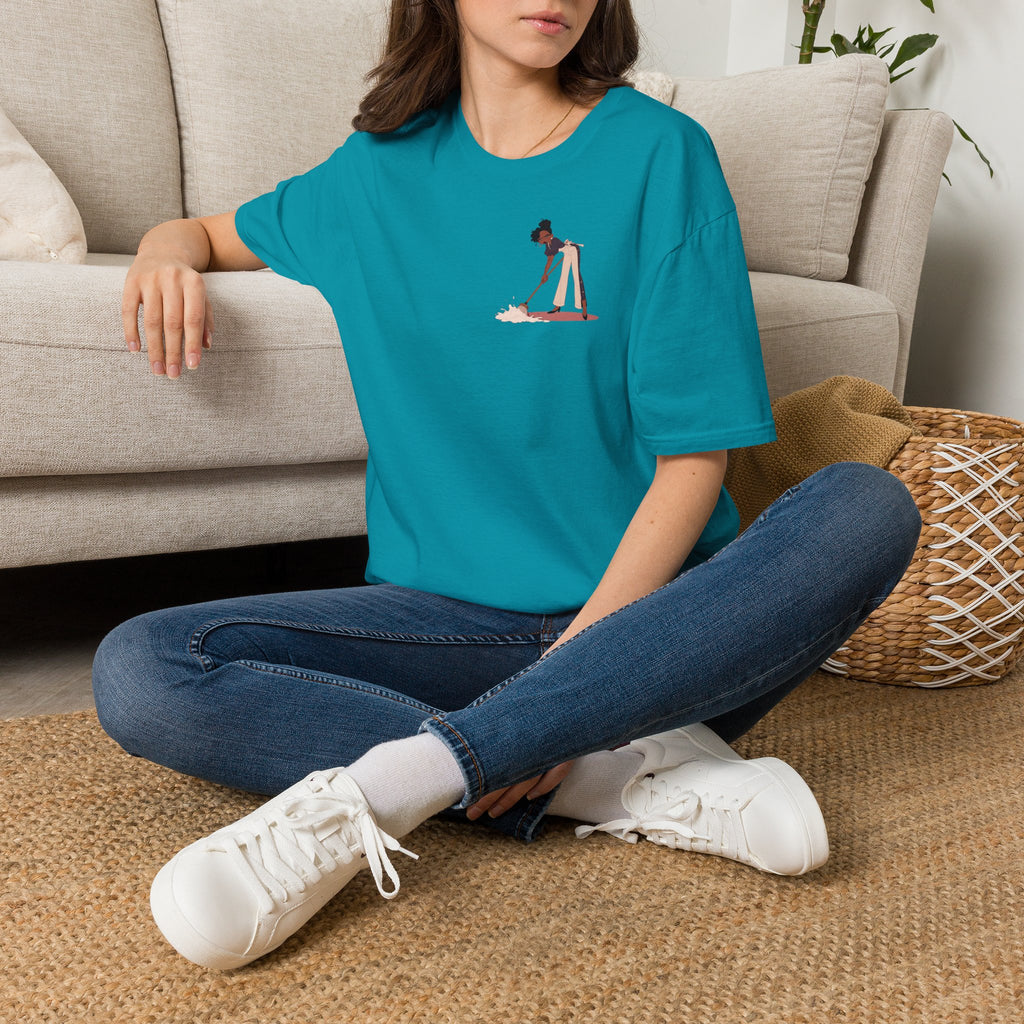 T-Shirt — Minimalist Woman Cleaning Illustration Tee