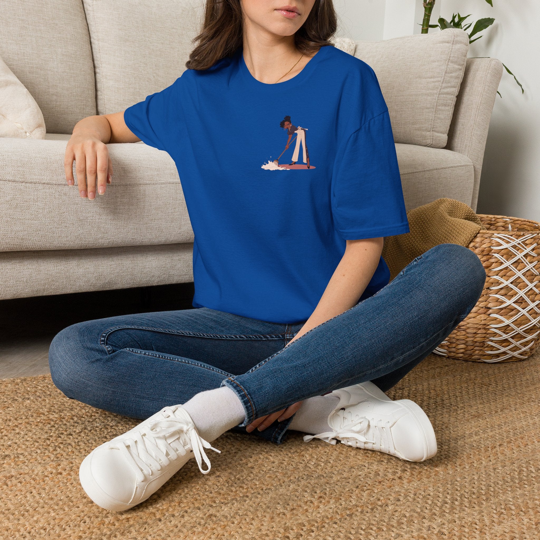 T-Shirt — Minimalist Woman Cleaning Illustration Tee