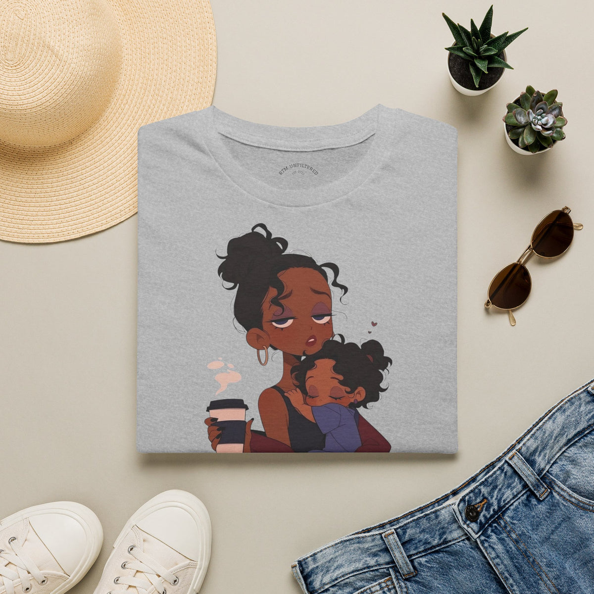 Mom and Child T-Shirt — “Soft Mom Hard Life Still Showin’ Up” Cozy Graphic Tee
