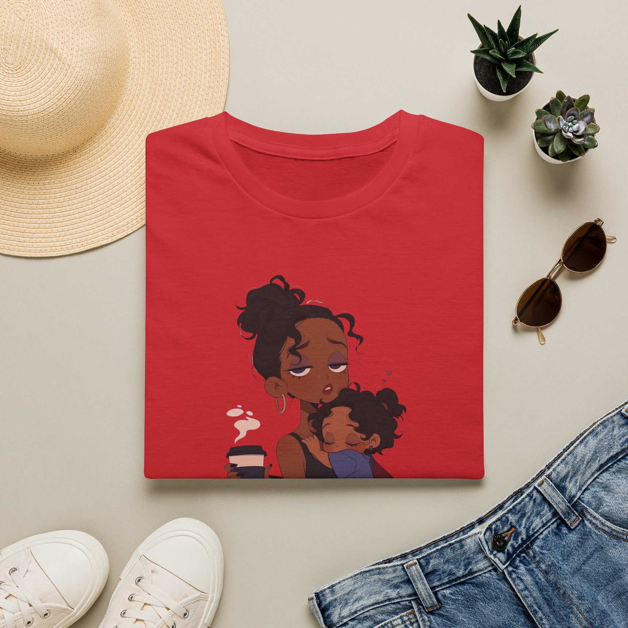 Mom and Child T-Shirt — “Soft Mom Hard Life Still Showin’ Up” Cozy Graphic Tee