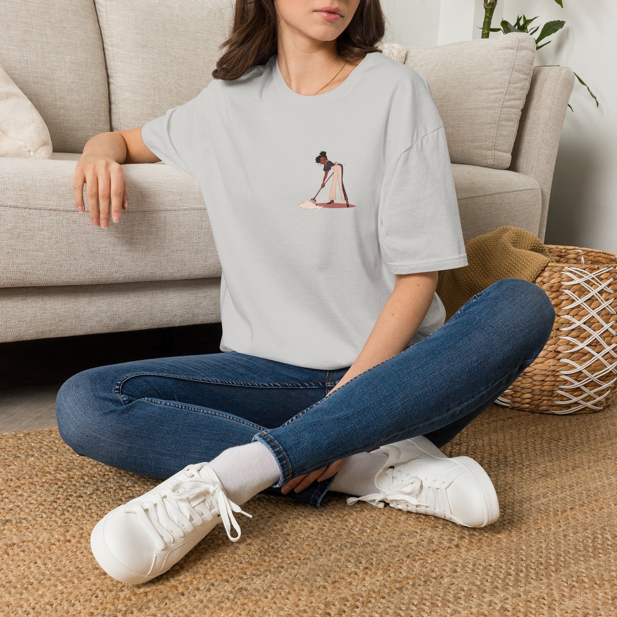 Copy of T-Shirt — Minimalist Woman Cleaning Illustration Tee
