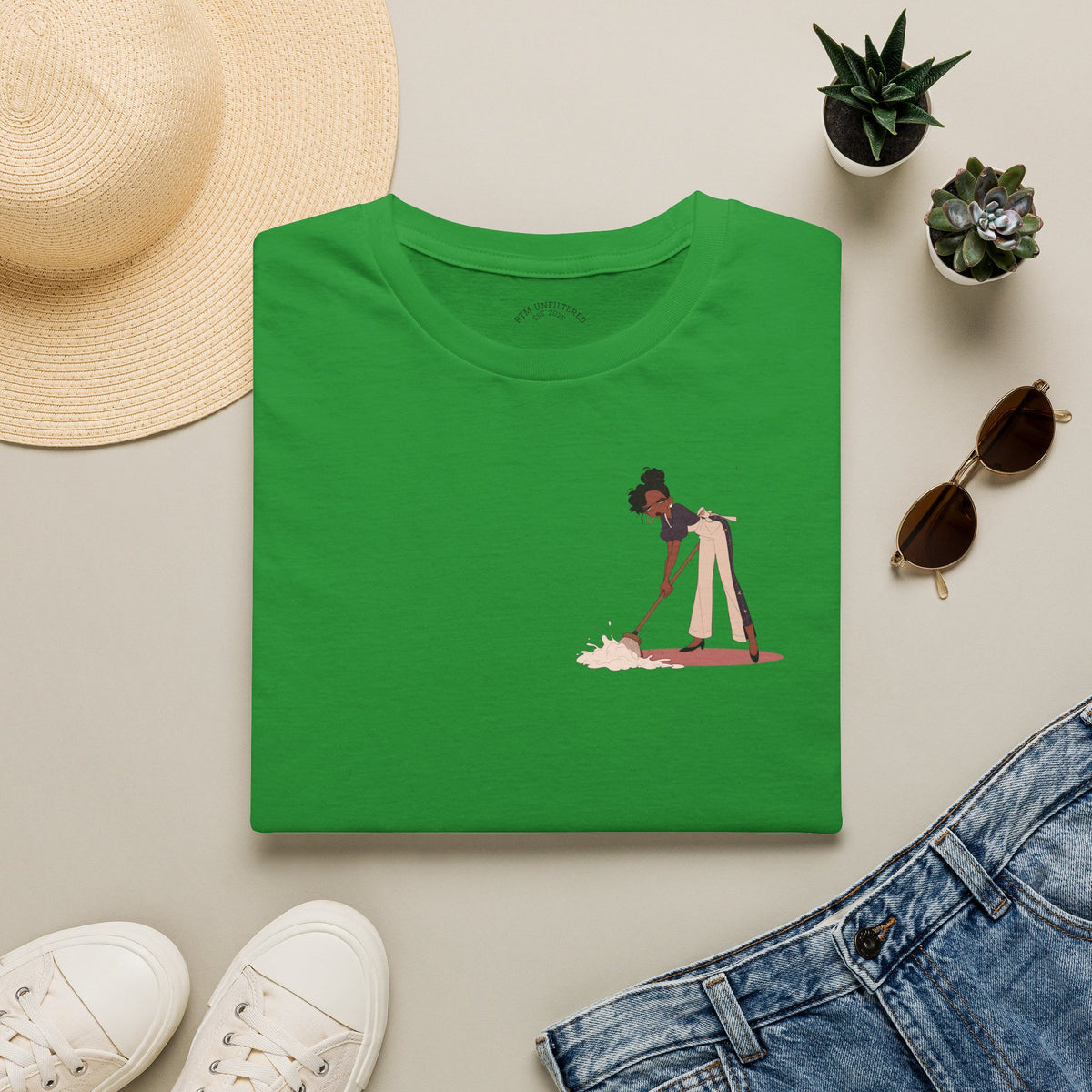 T-Shirt — Minimalist Woman Cleaning Illustration Tee