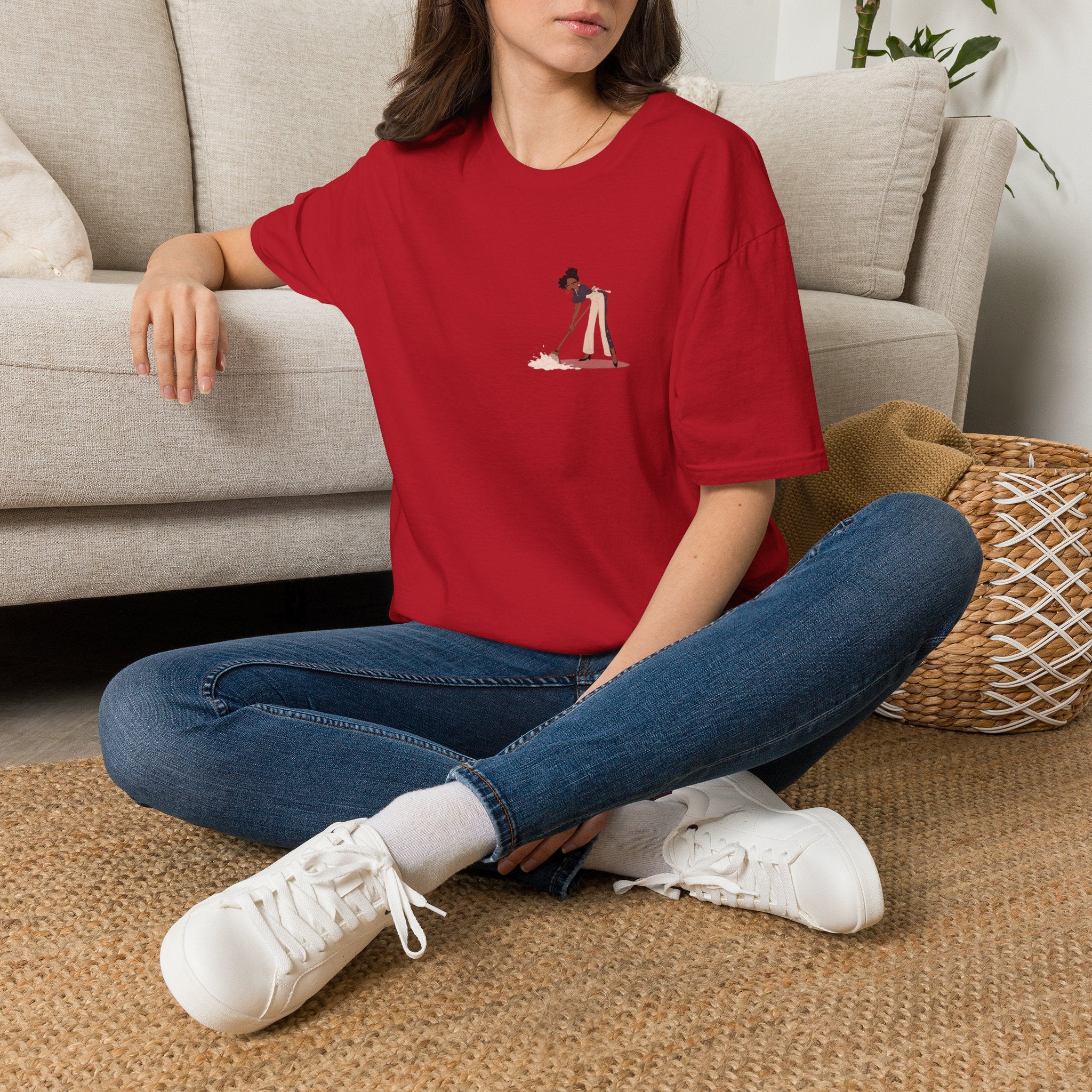 Copy of T-Shirt — Minimalist Woman Cleaning Illustration Tee