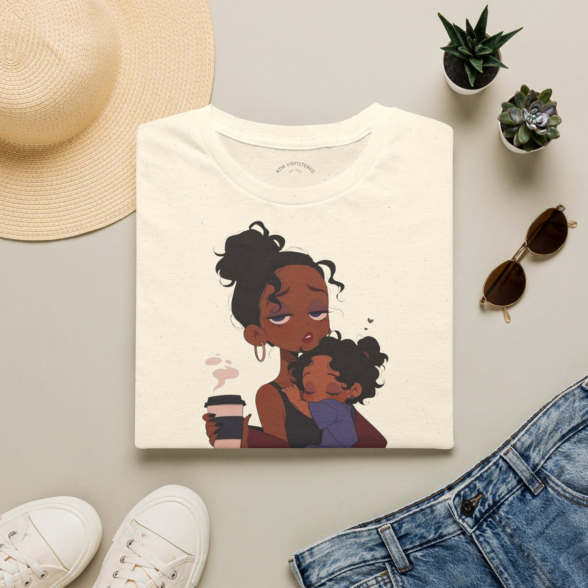 Mom and Child T-Shirt — “Soft Mom Hard Life Still Showin’ Up” Cozy Graphic Tee