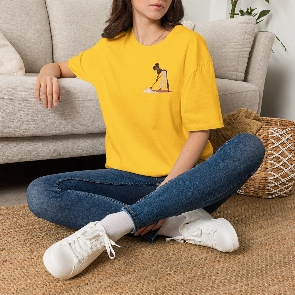 T-Shirt — Minimalist Woman Cleaning Illustration Tee
