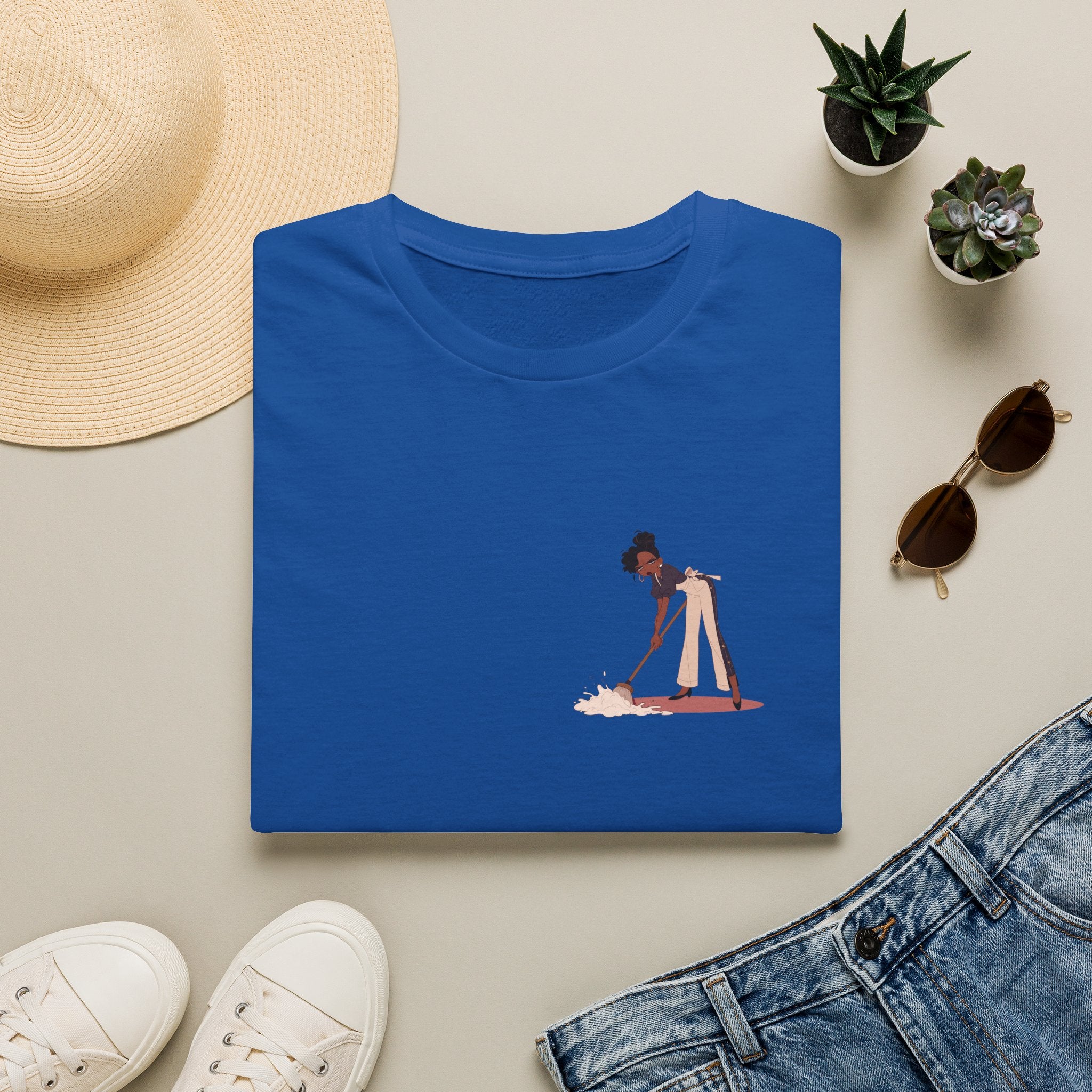 T-Shirt — Minimalist Woman Cleaning Illustration Tee