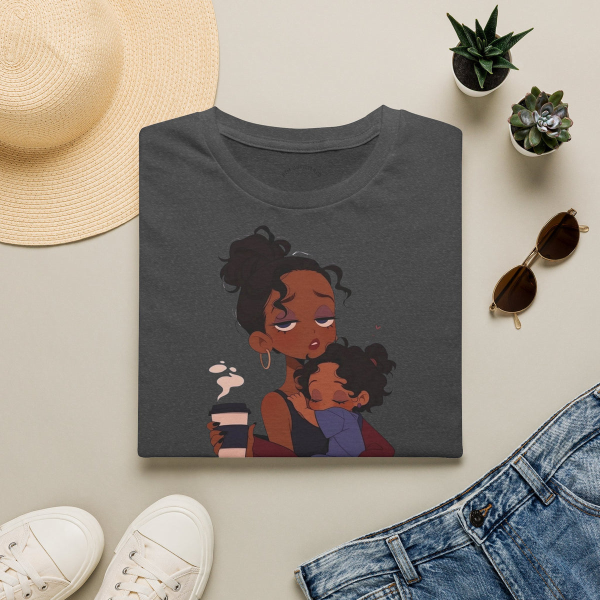 Mom and Child T-Shirt — “Soft Mom Hard Life Still Showin’ Up” Cozy Graphic Tee