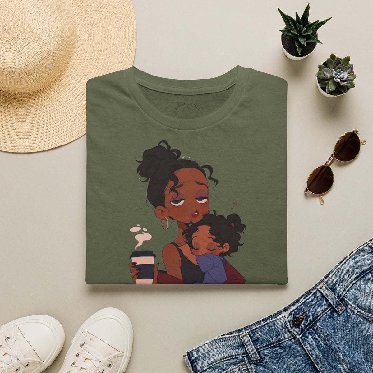 Mom and Child T-Shirt — “Soft Mom Hard Life Still Showin’ Up” Cozy Graphic Tee