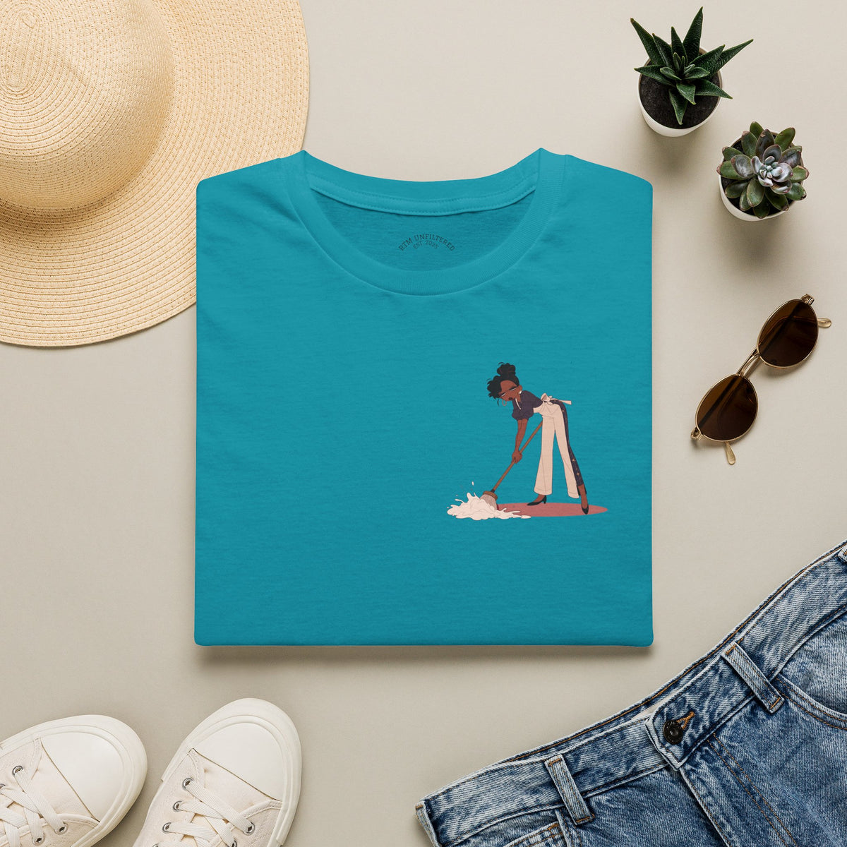 T-Shirt — Minimalist Woman Cleaning Illustration Tee