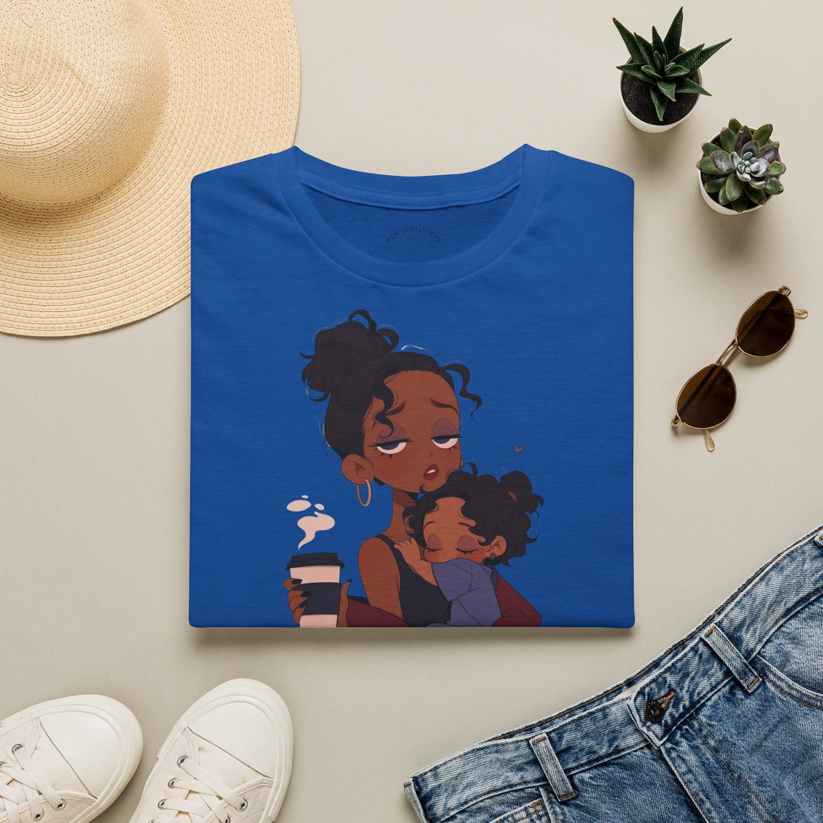 Mom and Child T-Shirt — “Soft Mom Hard Life Still Showin’ Up” Cozy Graphic Tee