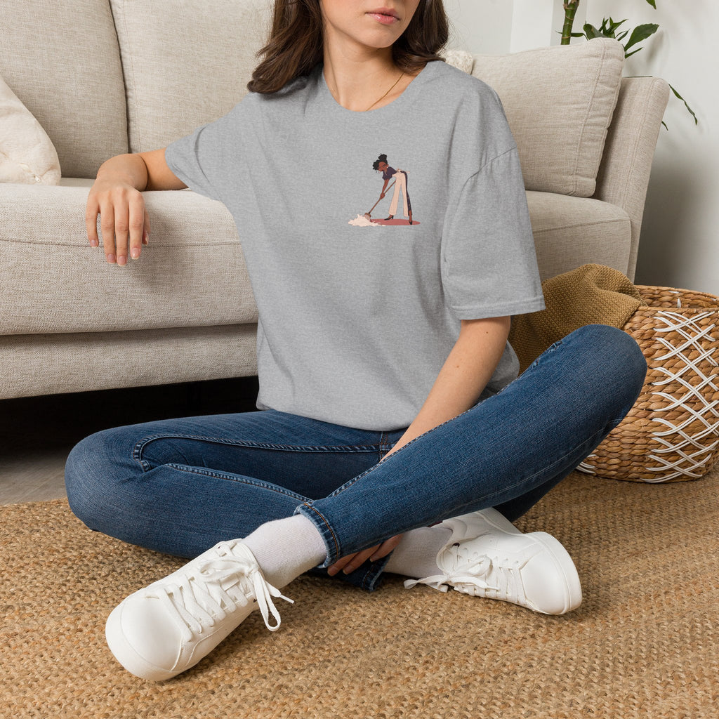 T-Shirt — Minimalist Woman Cleaning Illustration Tee