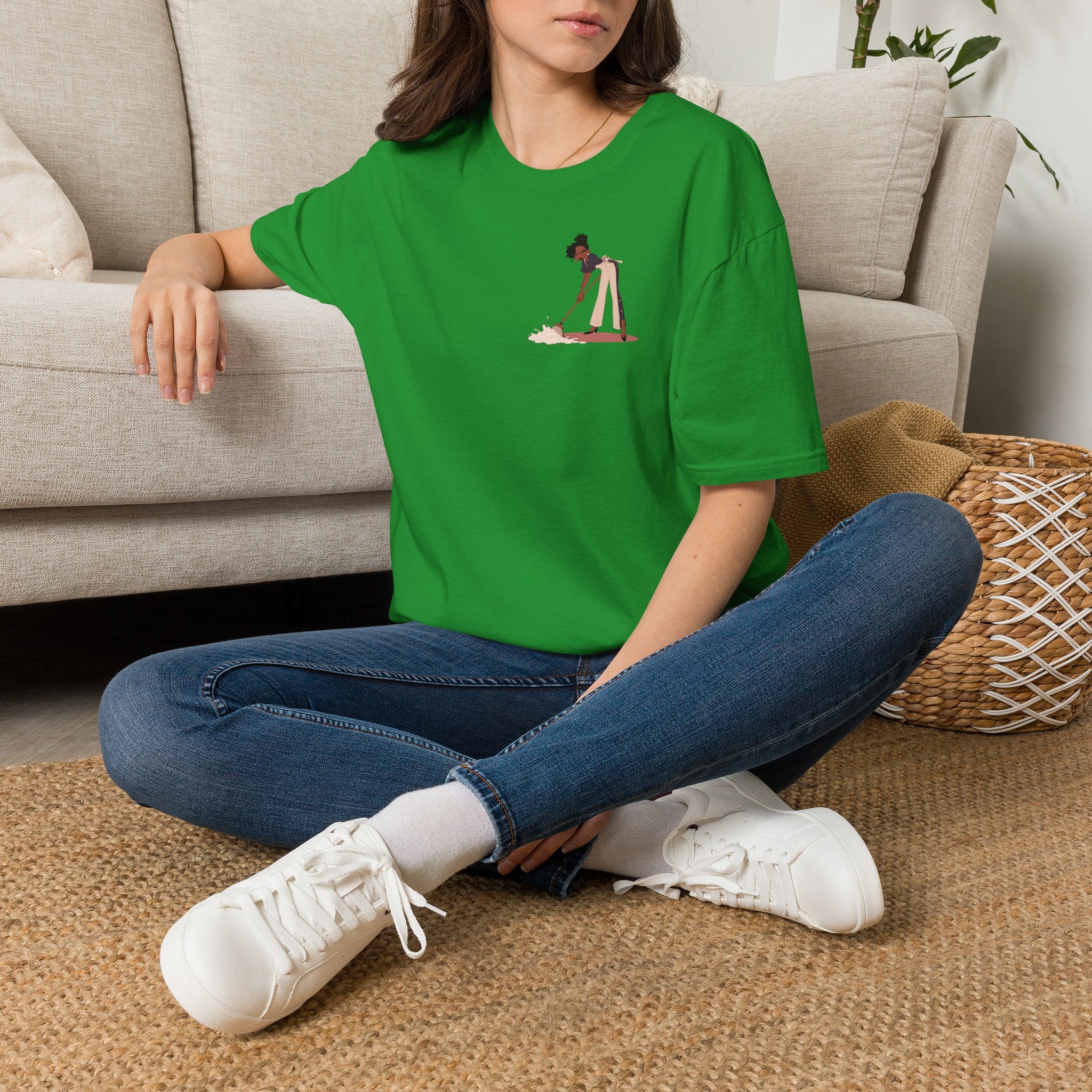 T-Shirt — Minimalist Woman Cleaning Illustration Tee