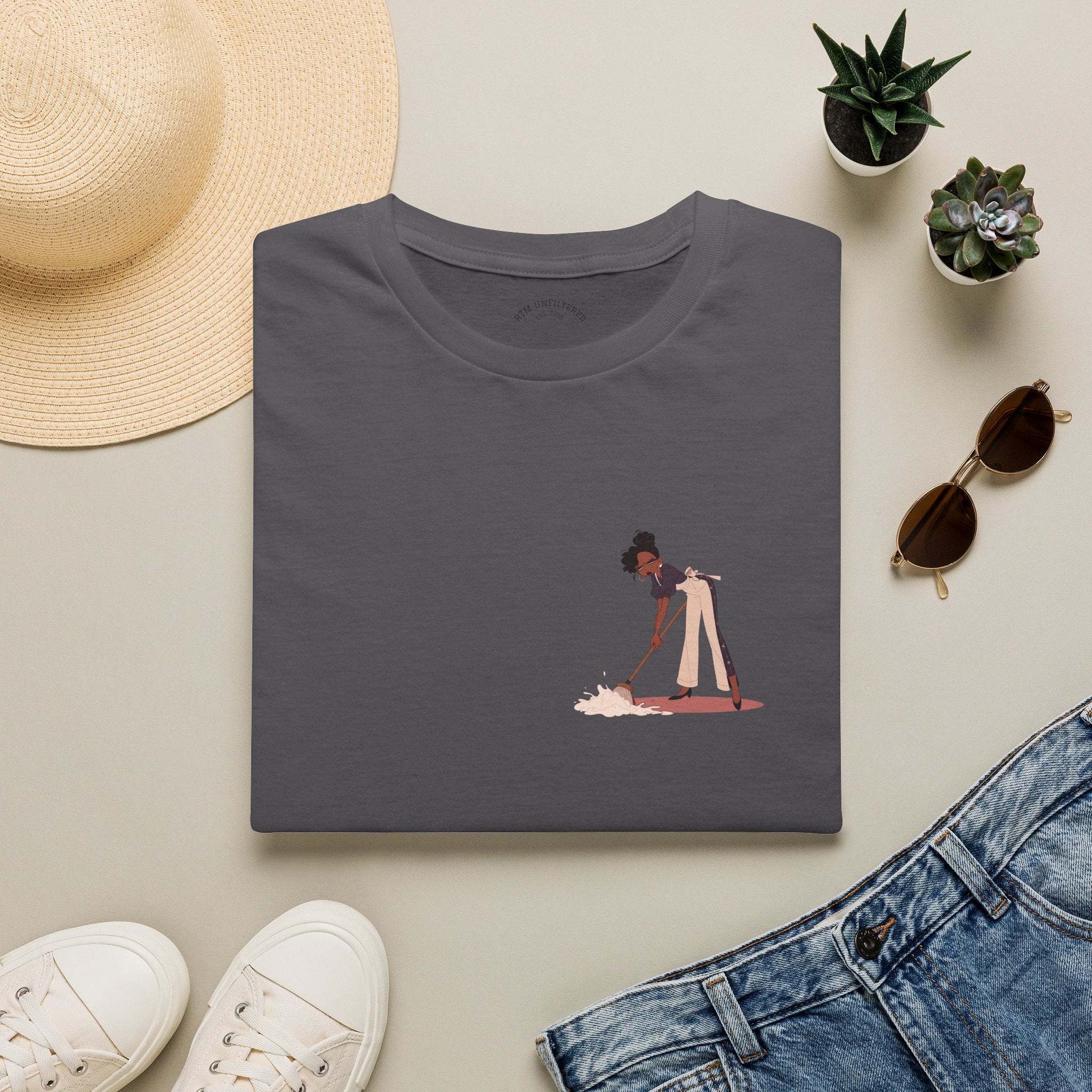 Copy of T-Shirt — Minimalist Woman Cleaning Illustration Tee