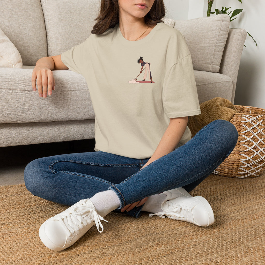T-Shirt — Minimalist Woman Cleaning Illustration Tee