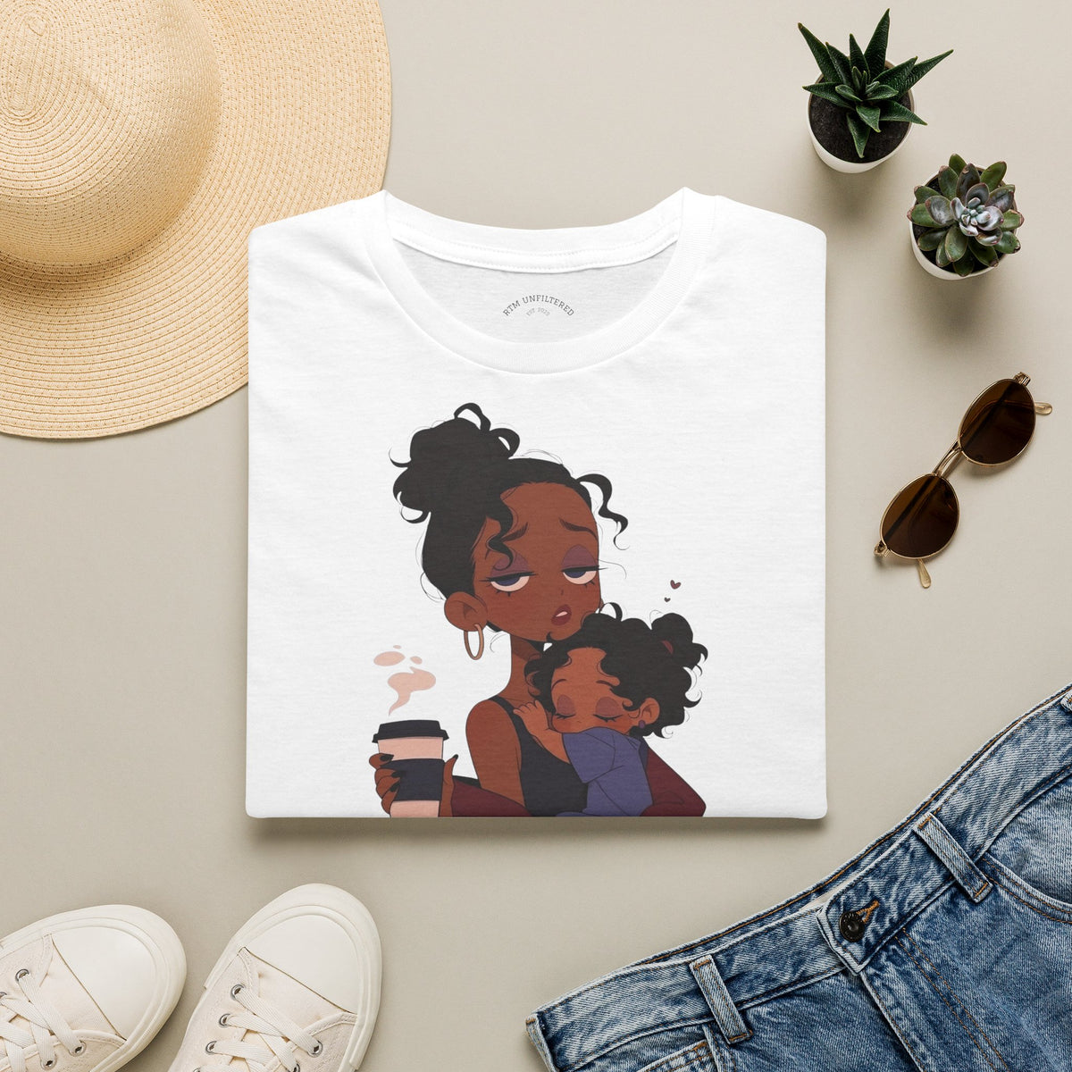 Mom and Child T-Shirt — “Soft Mom Hard Life Still Showin’ Up” Cozy Graphic Tee